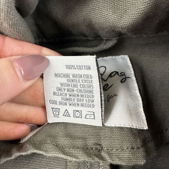 American Rag Army Green Full Zip Utility Vest Drawstring Waist 100% Cotton Sz S - Picture 10 of 12